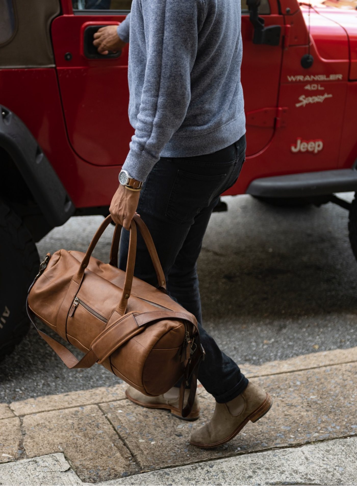 Reclaimed Leather Duffel Bag